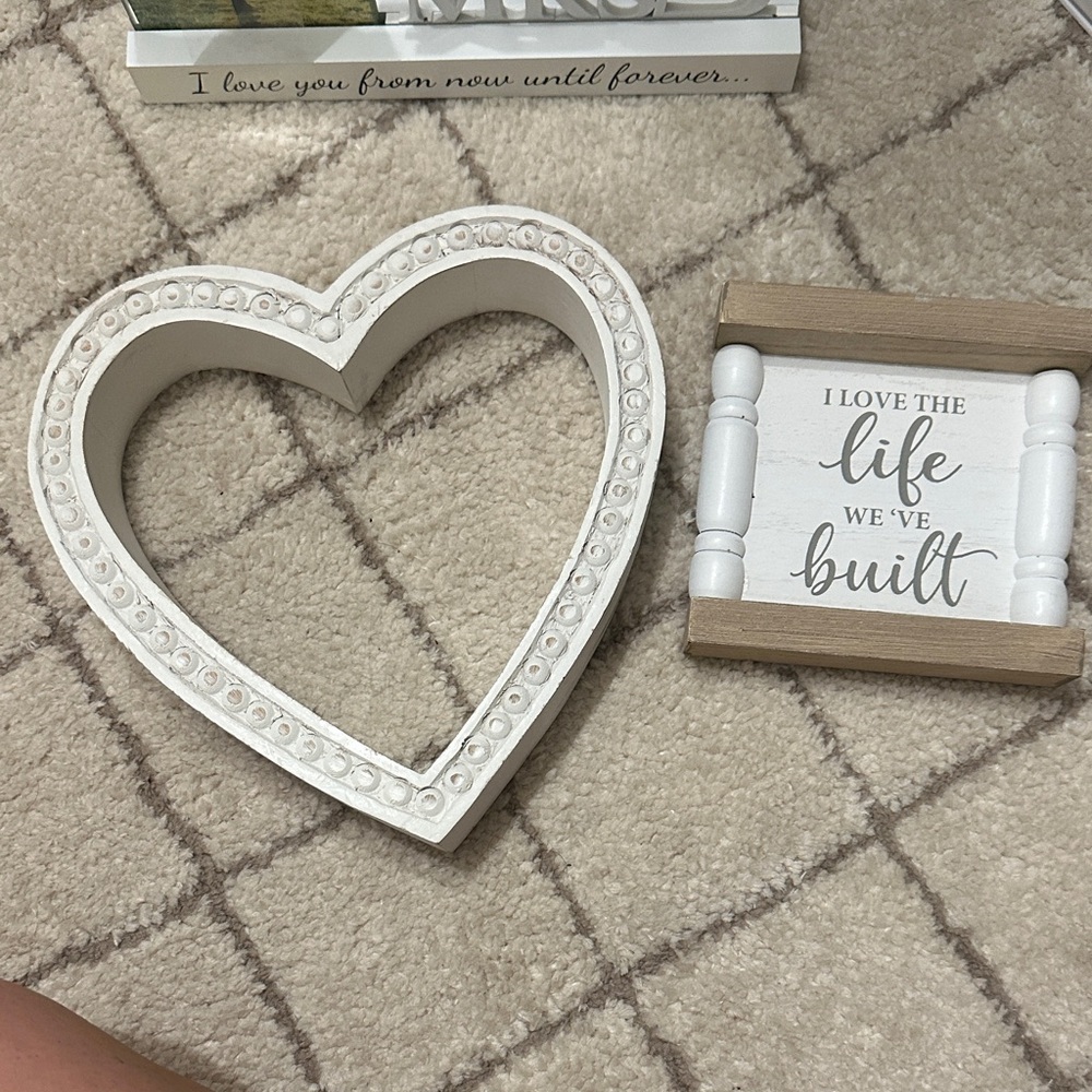 Charming White Heart-Shaped Home Accent